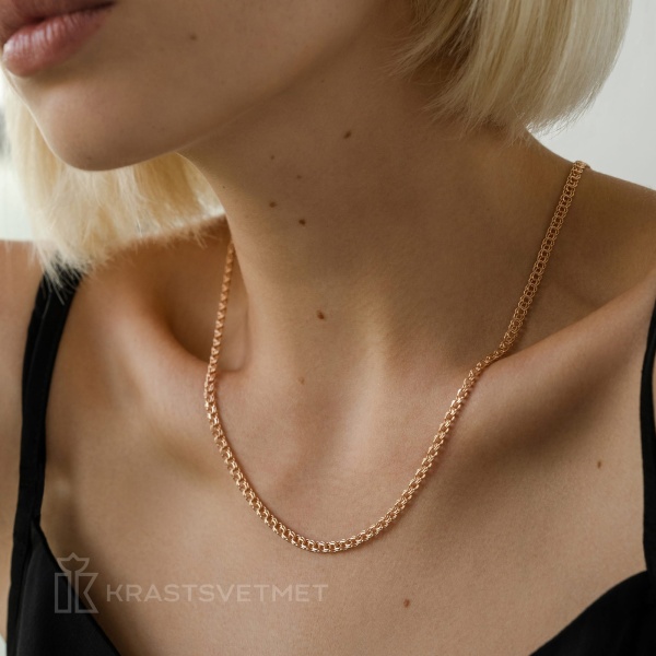 Цепь из красного золота 585, плетение «Гарибальди»